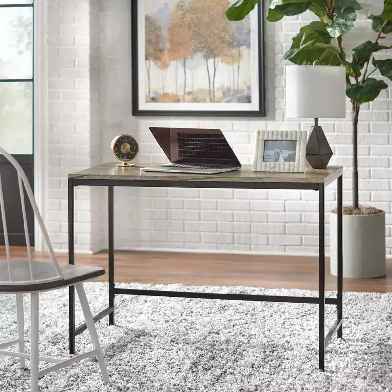 Buylateral Piazza Desk Black/Gray: Sturdy Metal Frame, MDF Surface, Modern Home Office Furniture