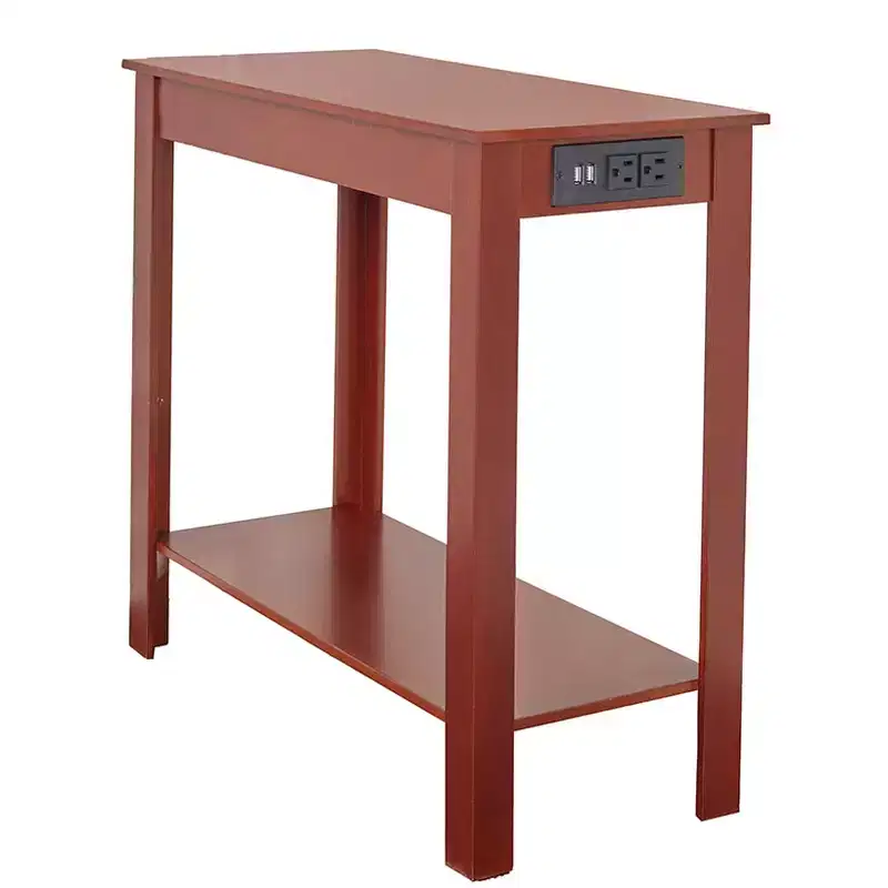 The Lakeside Collection Narrow Side Table with Charging Station - USB Ports and Outlets -