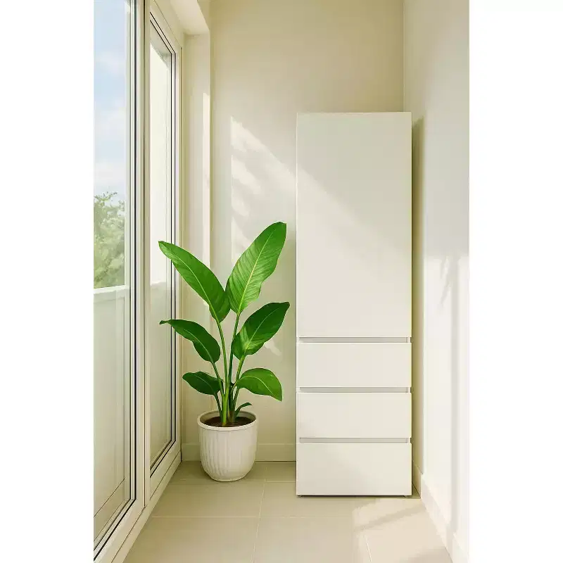 HomeStock Elise Slim Modular Wood Closet Cabinet with Drawers in White