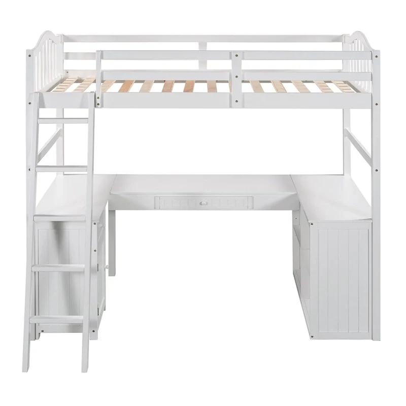 Merax Twin Loft Bed with Drawers, Cabinet, Shelves and Desk