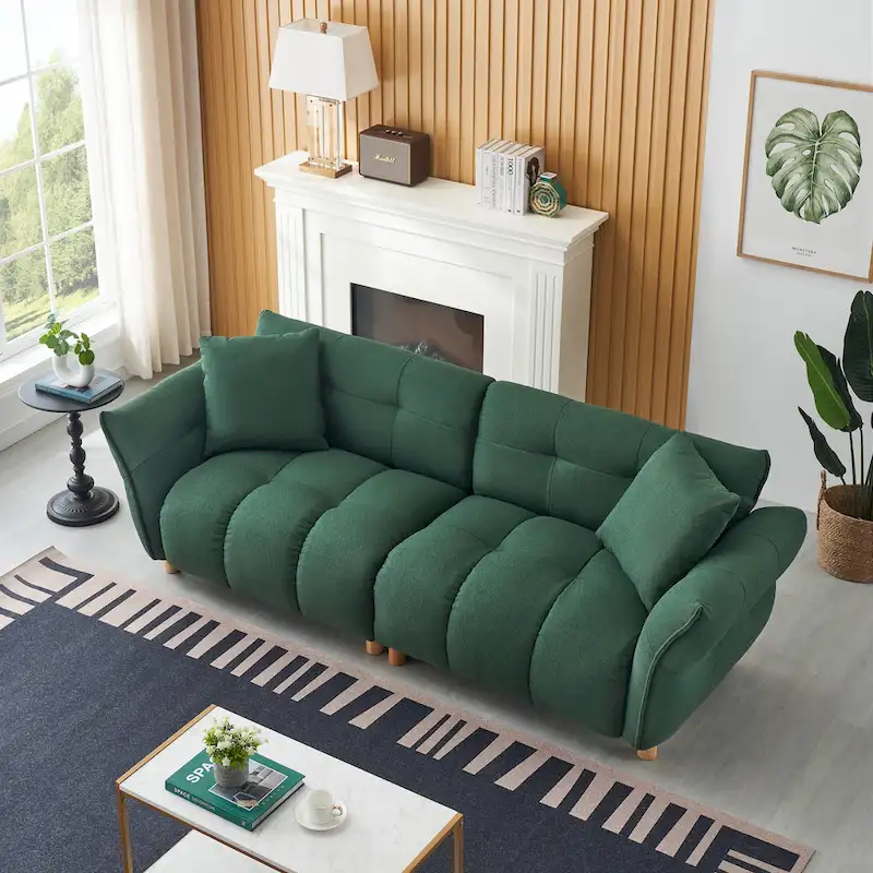 Teddy Upholstered 3-seater Sofa with Matching Pillows