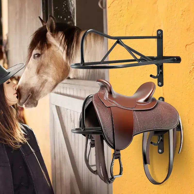 Wall Mount Saddle Rack, 8 Packs Horse Saddle Rack with Pad Bar, Portable Saddle Stand for English & Western Saddle