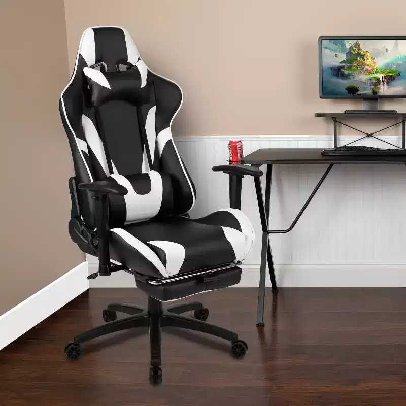 Racing Gaming Ergonomic Chair with Reclining Back and Footrest