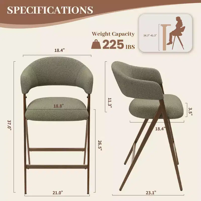 Soft Fabric Dining Chair with Sweeping Backrest & Wood-Look Legs, Kitchen Side Chair with Integrated Footrest