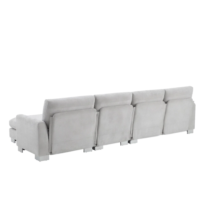 119 Chenille L-Shaped Sectional Sofa with Chaise Lounge and 2 Pillows