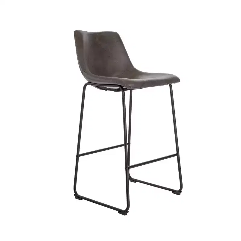 Set of 2 Jackson Barstool Brown - Finch: Eames-Inspired, Microfiber Seat, Metal Legs, Fixed Height 29"