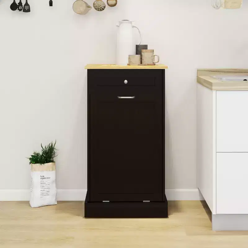 Tilt-Out Trash Can Kitchen Cabinet with Drawer, MDF, 19.68