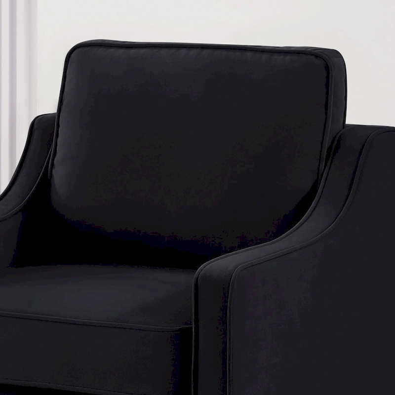 Modern 3-Seat Sofa Couch with Scooped Armrest and Wood Legs - 29.00 x 74.00 x 34.25
