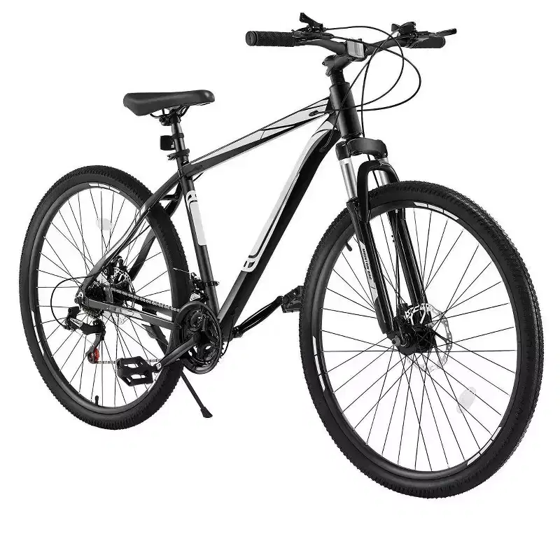 29 Inch Mountain Bike with Front Suspension, 21-Speed Aluminum Frame with Dual Disc Brakes