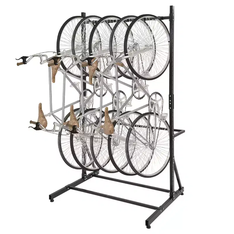 Freestanding Bike Rack for 5 Bicycles, Vertical Bike Rack with 300 Lbs Capacity, Adjustable Height Indoor Bike Storage Rack, Black