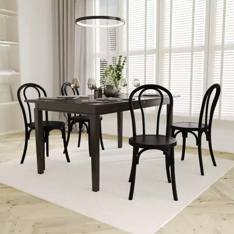 Emma and Oliver Set of 2 Solid Wood Thonet Style Stack Dining Chairs