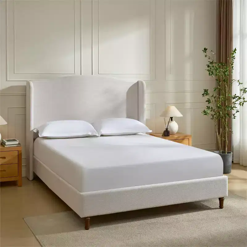 Chenille Upholstered Wingback Platform Bed Frame with 54