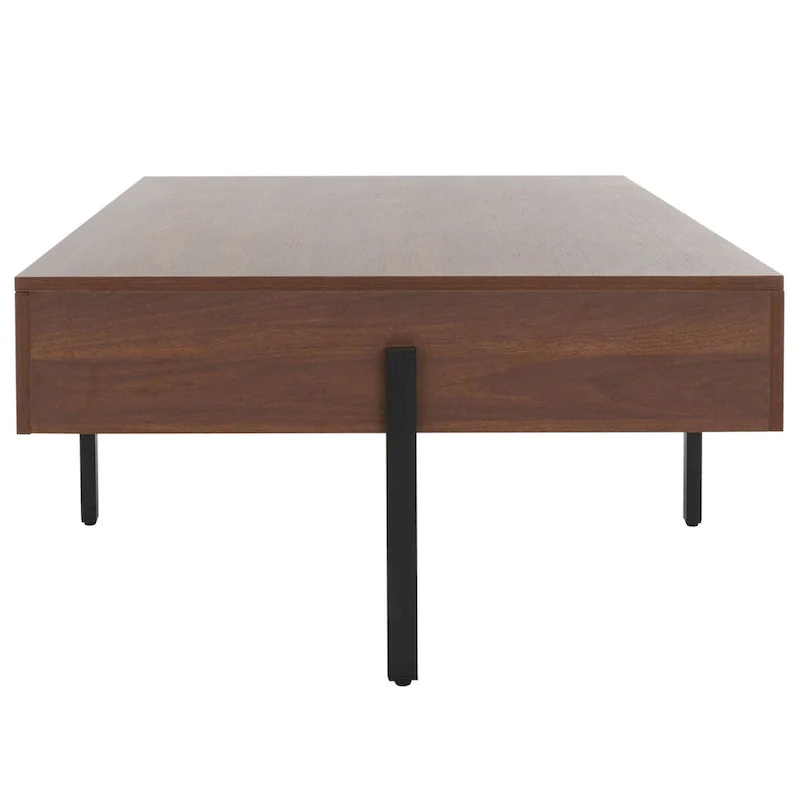 Rectangular Wood Coffee Table with Metal Legs, 47W x 30D x 16H
