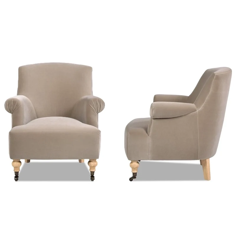 Eloise 30 Transitional Velvet Pleated Sock Arm Accent Chair