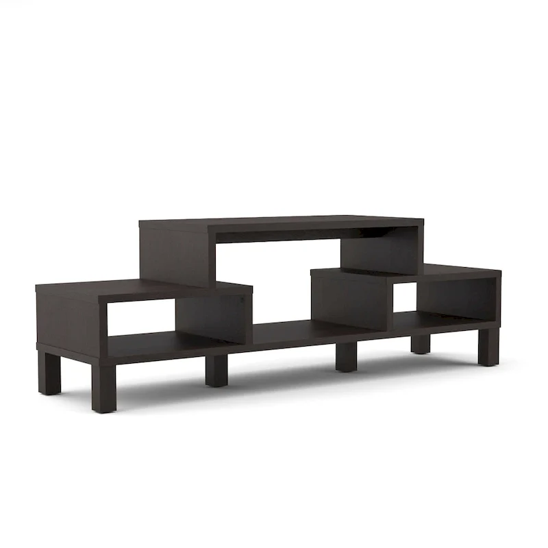 Modern 3-Shelf Espresso Finish TV Stand, Sleek Media Console for Living Room Entertainment