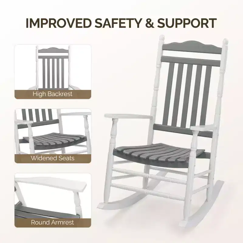 Karl Home | Lathe-Turned Solid Wood Patio Rocking Chairs (Set of 2)