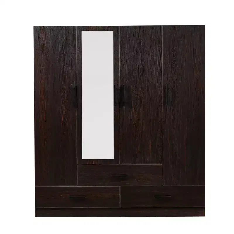 Keloyid Brown Wood 62.99 in. Armoire with 3 Drawers and 6 Shelves
