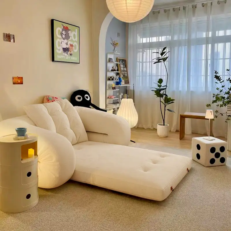 JASIWAY Modern Convertible Sleeper Sofa Chair Bed, White
