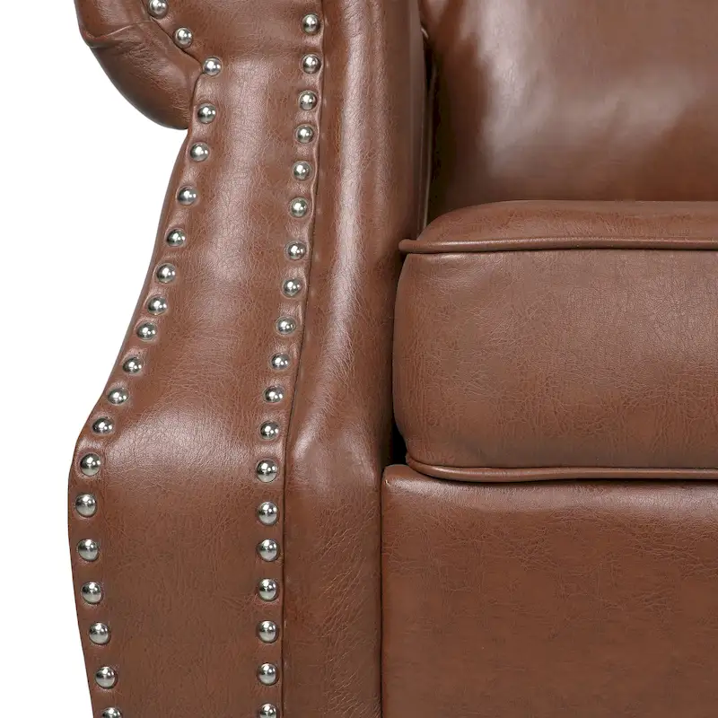 Dowd Faux Leather 3 Seater Sofa with Nailhead Trim by Christopher Knight Home