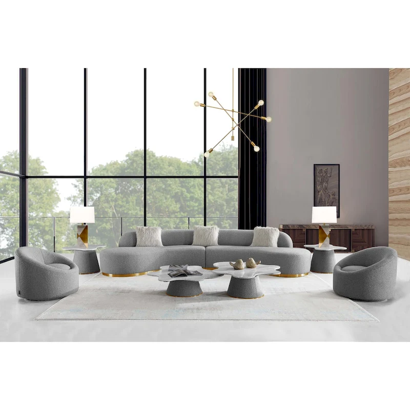 Pasargad Home Simona Curved Sofa with 3 Pillow Included