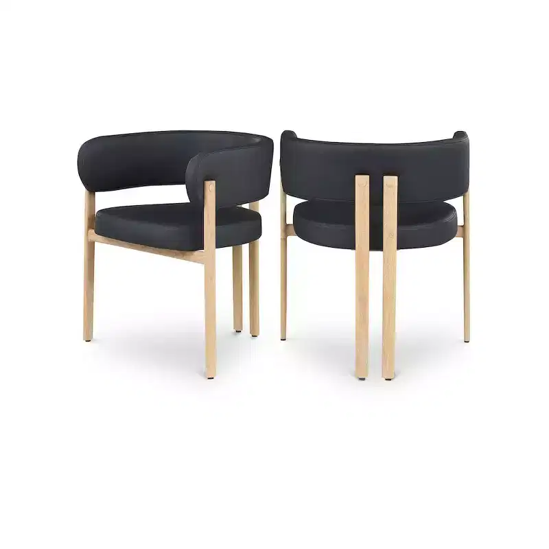 Meridian Furniture,Gideon Black Vegan Leather Dining Chair, Set of 2