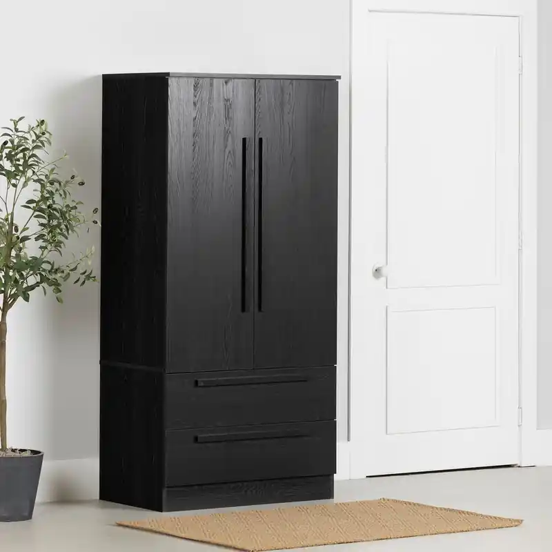 Bedroom 2-Drawer Chest with Storage Cabinet, 33W x 68.5H