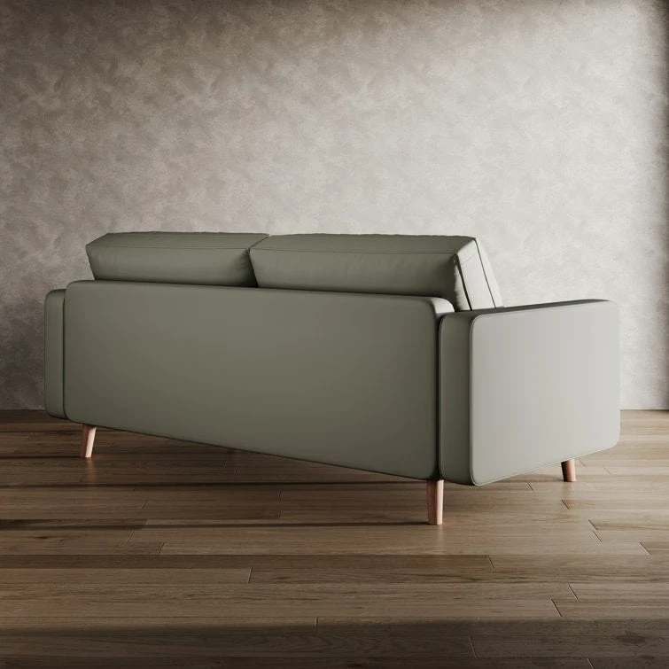 Stateside Upholstered Leather Square Arm Sofa Couch 70