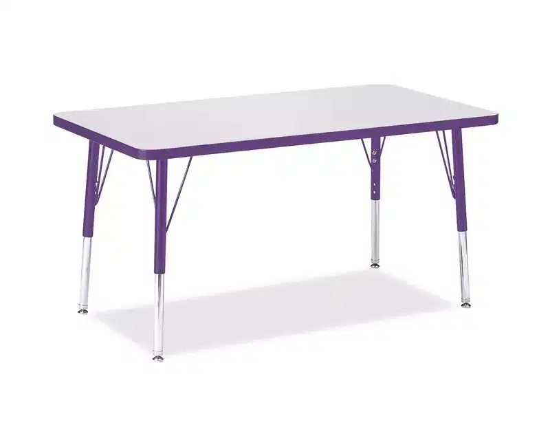 Elementary Height Rectangle Activity Table 24x36 – Purple, Height-Adjustable for Kids