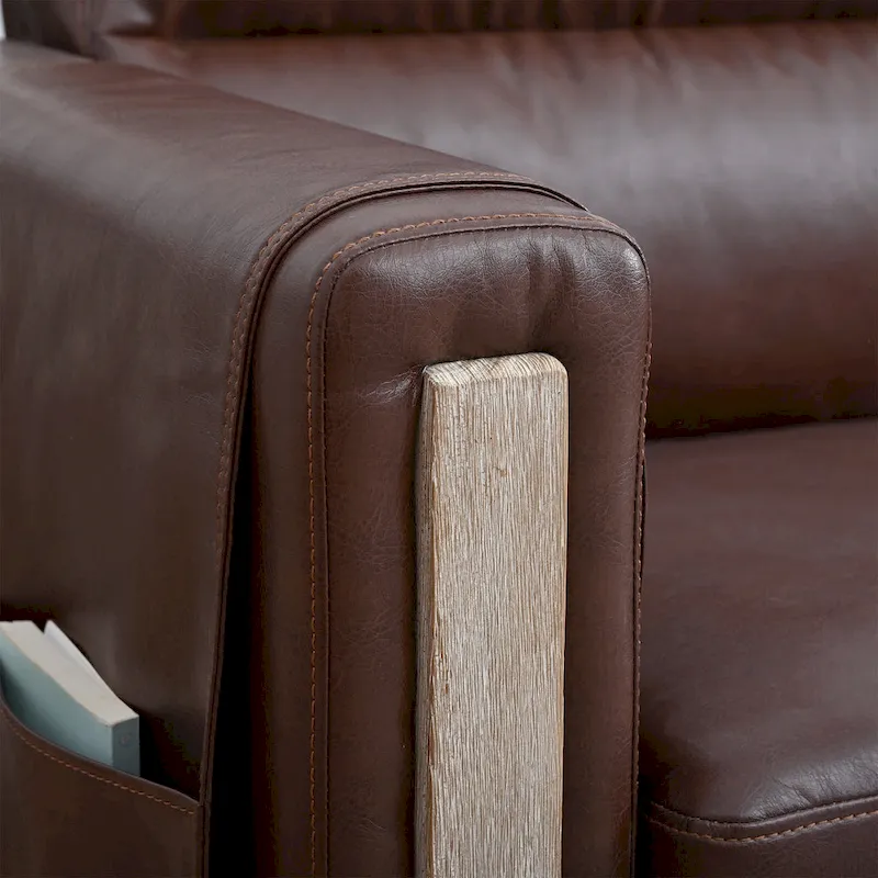 Larb Modern Solid Wood Three-Seater Sofa Couch by Christopher Knight Home