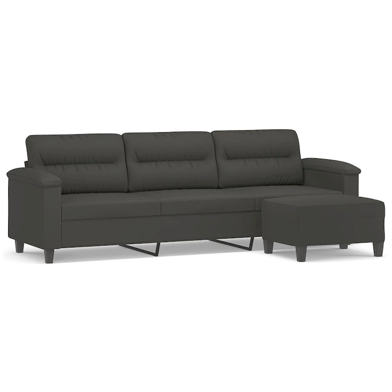 vidaXL Couch Modern Accent Upholstered Chair with Footstool Microfiber Fabric