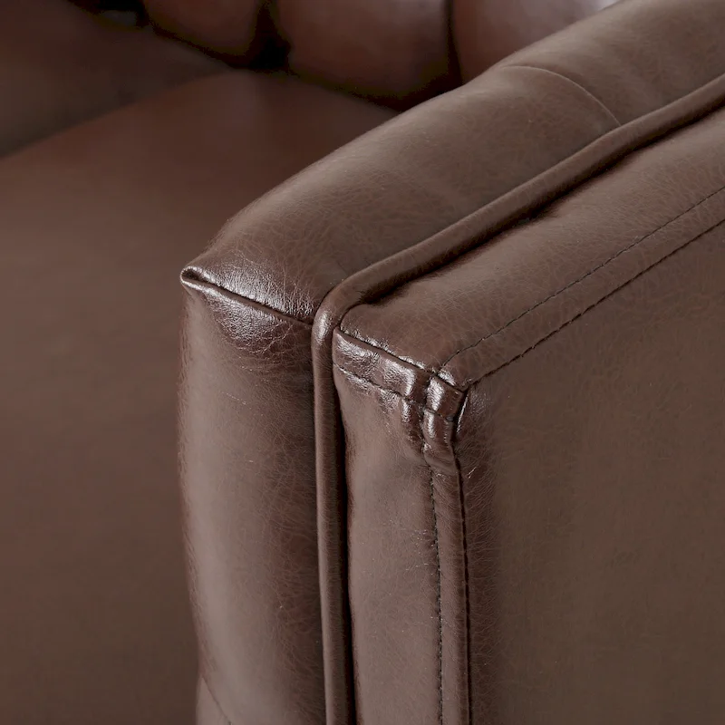 Pondway Faux Leather Tufted 3 Seater Sofa by Christopher Knight Home