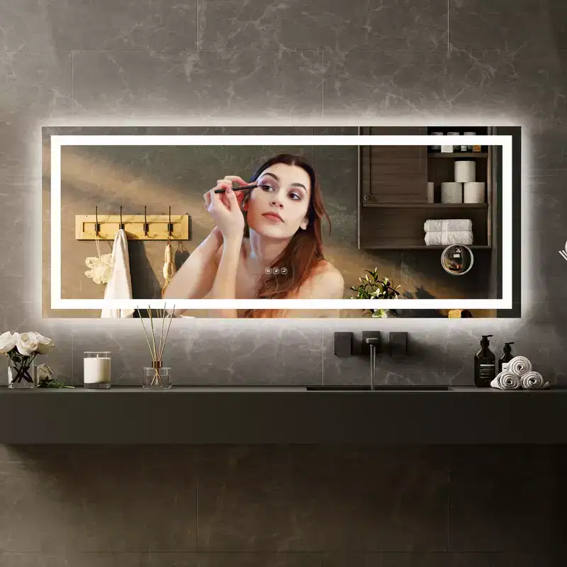 LED Bathroom Mirror with Dimmer and Anti-Fog, 24x32 Inch