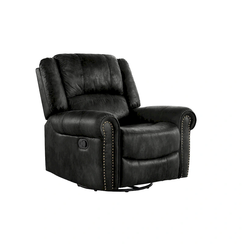 Monroe Polished Microfiber Nailhead Swivel Glider Recliner by iNSPIRE Q Classic