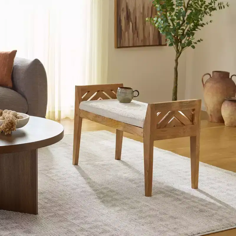 Hamburg Wood Bench - BCH3702 - Beige/Natural - Safavieh