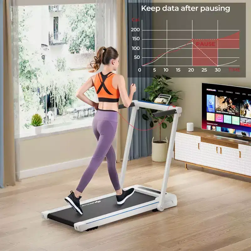 Costway 2.25HP 3-in-1 Folding Treadmill W/Table Speaker Remote Home Office White