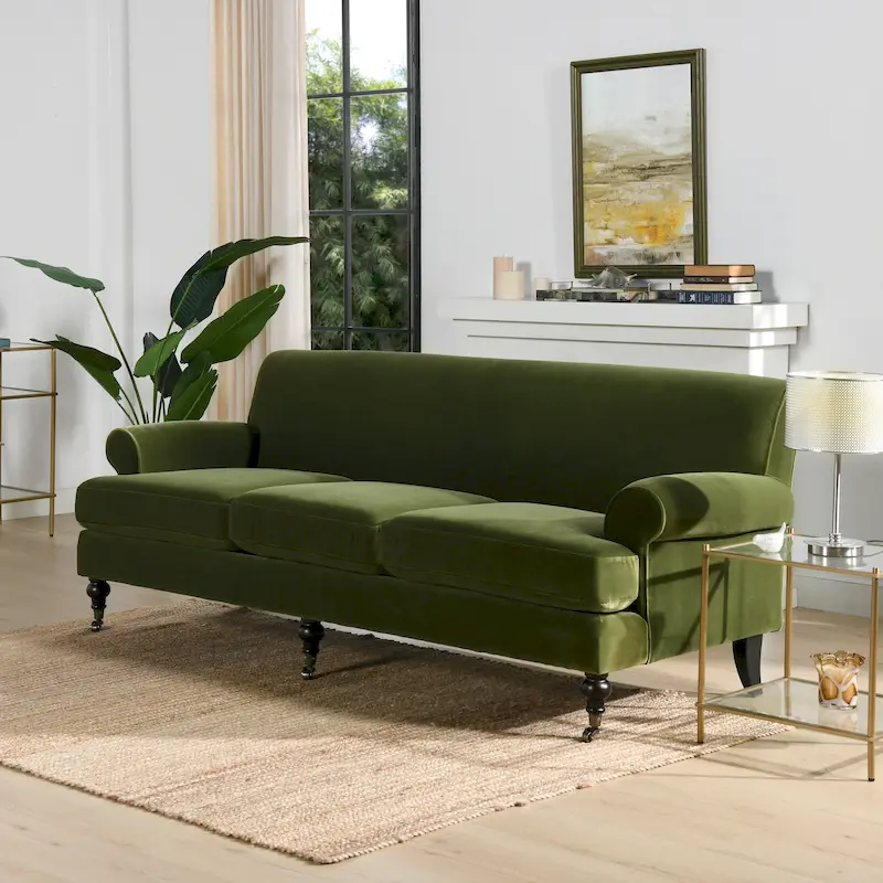 Alana Lawson 88 Inch Living Room Sofa  Three Cushion Couch with Rolled Arms and Tight Back  Minimal Assembly Required