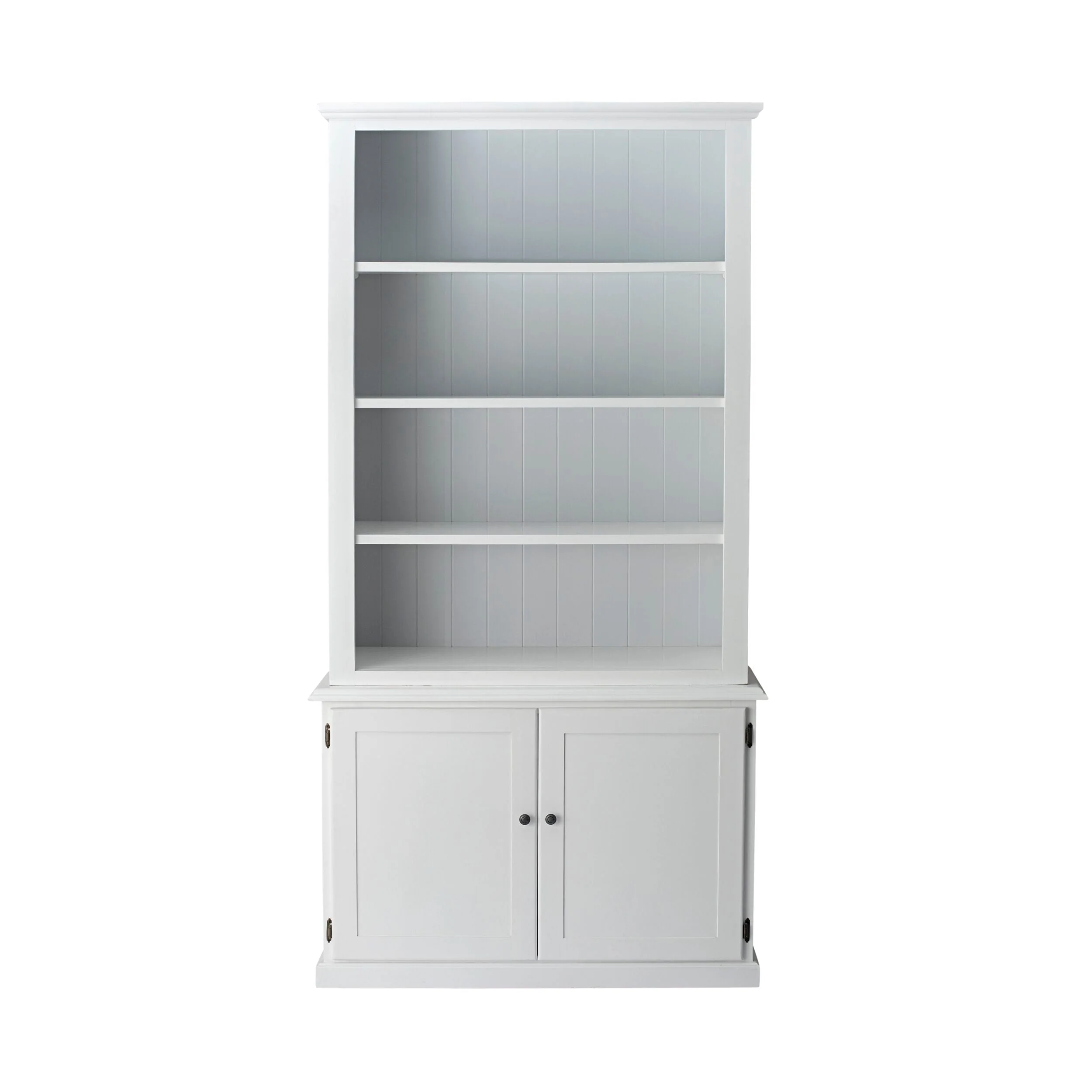 Armand Hamptons Timber 2 Door Library Shelving Unit White 124x240cm