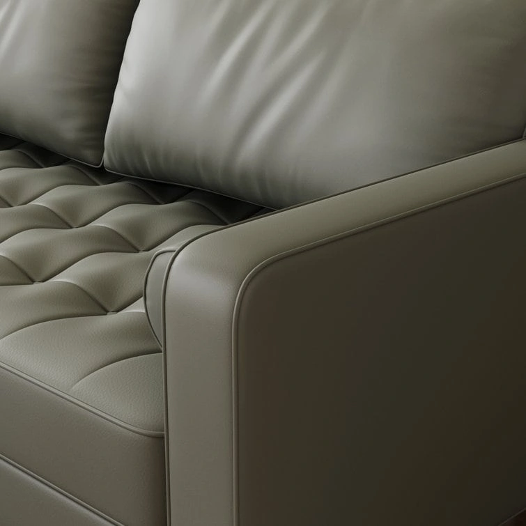 Stateside Upholstered Leather Square Arm Sofa Couch 70