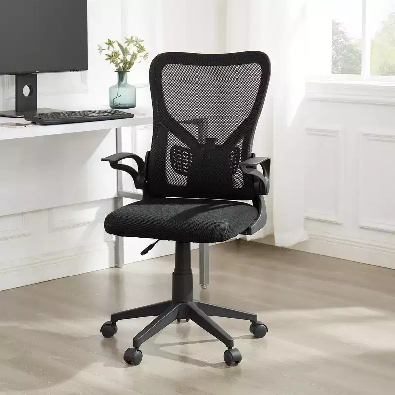 VECELO Office Chair with Mesh Mid Back Adjustable Height & Lumbar Support Ergonomic Computer Task Chair for Home/Study/Working, Black