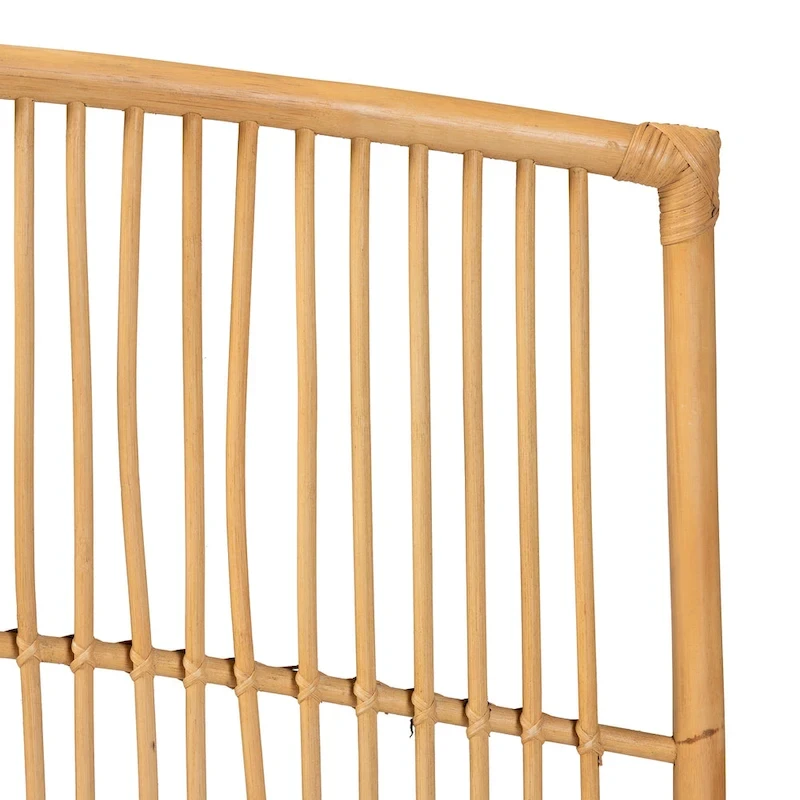 Malvina Modern Bohemian Natural Rattan Wall-mountable Headboard-Queen