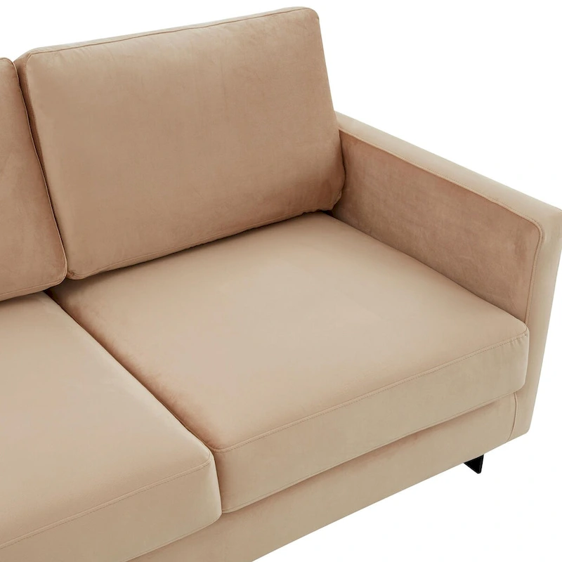 Leisuremod Lincoln 3-Seater Upholstered Velvet Sofa with Black Stainless-Steel Base