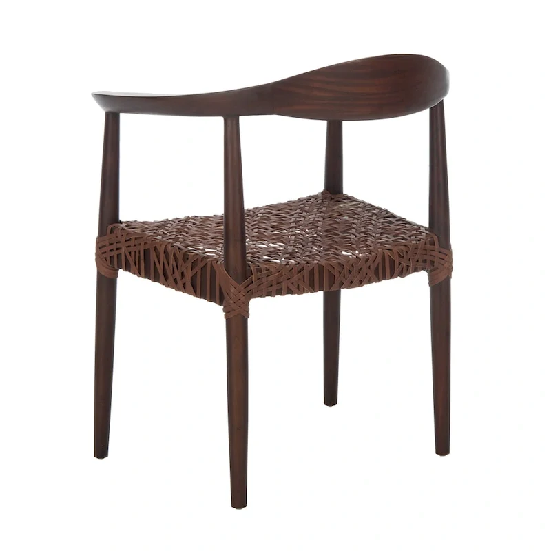 SAFAVIEH Therese Leather Woven Accent Chair - 25 W x 20.9 L x 30.9 H - 25Wx21Dx31H