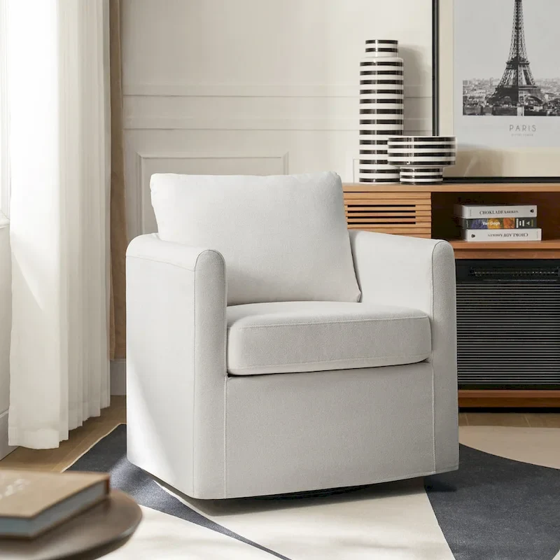 Erkenbald Modern 360-Degree Swivel Chair with Removable Slipcover by HULALA HOME
