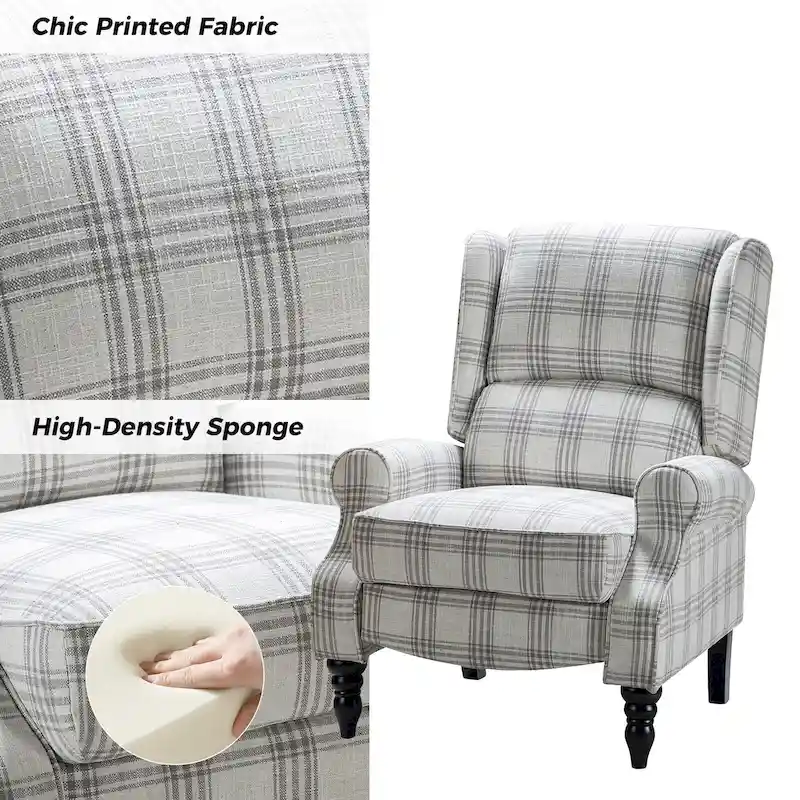 Olympus Upholstered Classic Manual Wingback Recliner with Solid Wood Legs by HULALA HOME