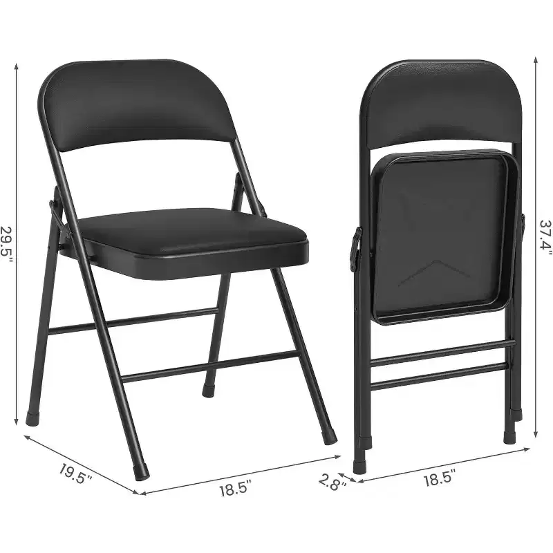 PU-Back Metal Folding Chairs  Padded Cushion Seats with Steel Frame, 350lb Capacity for Indoor/Outdoor Use