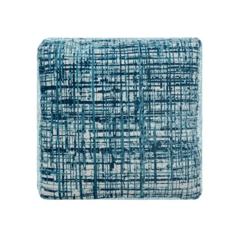 HomeRoots 18 Blue Polyester Blend Ottoman