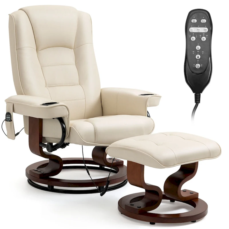 AVAWING Recliner Chair with Ottoman Vibration Massage Swivel