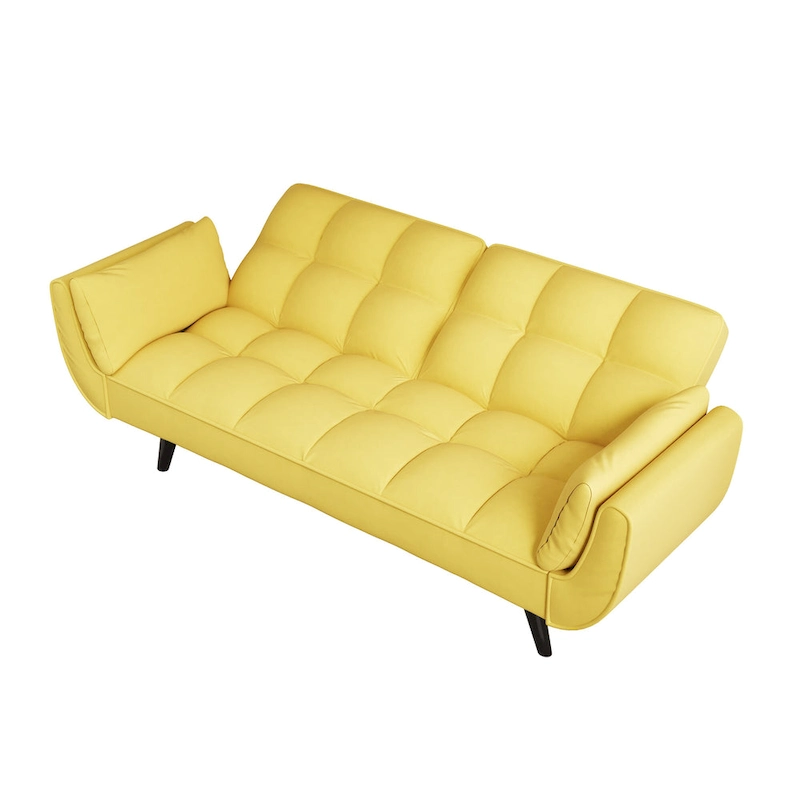 57 Sofa Bed,Polyester Blend Comfy Futon Couch Bed with 2 Square Pillows, Convertible Sleeper Sofa with Adjustable Backrest