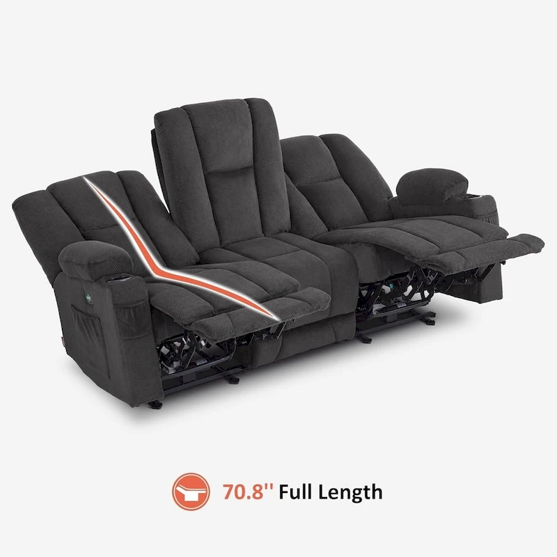 MCombo Electric Power Reclining Sofa with Massage and Lumbar Heat, Fabric 6015/6025/6035/6045
