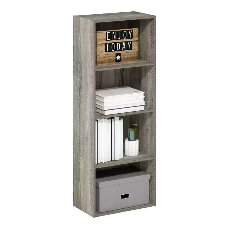 4-Tier Open Bookcase – 4-Cube Display Cabinet, Floor Standing Storage Shelves
